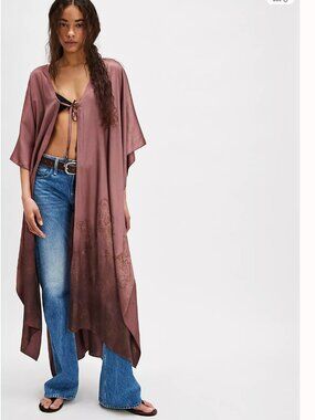 Free People x Nigel Preston Take It Easy Kaftan NWOT Metallic Boho Duster